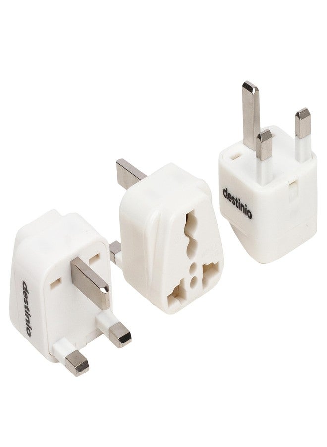 Destinio Type G Plug Adapter, India to UK, UAE, Dubai, Hong Kong, Singapore Travel Converter Socket Plug,UK Adapter for Indian Pins - for Phone,Chargers,Laptop -10 Year Limited Warranty (Pack of 3) - Image 1